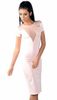 Kelsey Nude Cap Sleeved V Neck Mesh Midi Dress