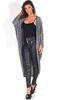 Lola Grey Distressed Knit Long Maxi Drape Cardigan