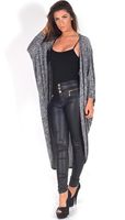 Lola Grey Distressed Knit Long Maxi Drape Cardigan