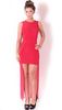 Lucy Red Plain Sleeveless Mini Dress With Chiffon Drape