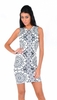 Naomi Black & White Wheel Print Bodycon Dress