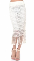 Natalie Stone Crotchet Flower Print Tassle Bottom Skirt