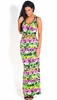 Nettie Neon Coloured Floral Print Belted Racerback Maxi Dress