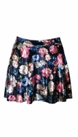 Niaomi Navy Floral Velvet Pleated Skirt