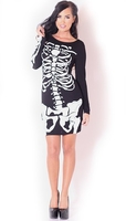 Nicola Skeleton Bones Long Sleeved Tunic Dress