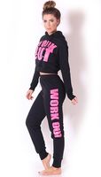Trinity Black/Pink Work Out Hoodie 2 Piece Tracksuit