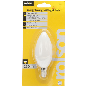 4W LED Candle Bulb E14 Warm White 3000K 280lm Non Dimmable