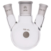 A PLUS Round Bottom Flask Three Neck 100ml Centre Joint 24/29 Angl...