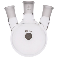 A PLUS Round Bottom Flask Three Neck 250ml Centre Joint 19/26 Angl...