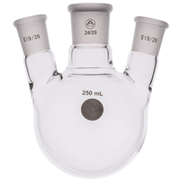 A PLUS Round Bottom Flask Three Neck 250ml Centre Joint 24/29 Angl...