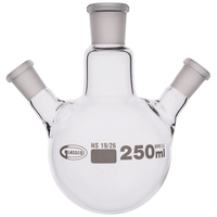 Glassco Round Bottom Flask Three Necks 100ml Centre Neck 19/26 Ang...