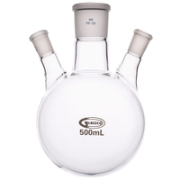 Glassco Round Bottom Flask Three Necks 500ml Centre Neck 29/32 Ang...
