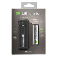 GP GPACEL111000 Li-ion Charger 1 Slot with 18650 2600
