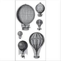 Hampton Art Doodlebug Set of 6 Cling Rubber Stamps on 8x4ins Backing Sheet - Hot Air Balloons
