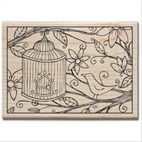 Hampton Art Wood Mounted Rubber Stamp - Bird House,  3.25x5ins
