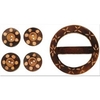 Handmade Wood Buckle & Buttons-Carved Circles 5/Pkg