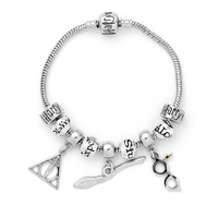 Harry Potter Bracelet Set with 3 Charms,  4 Beads and 2 Stoppers in Silver