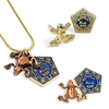 Harry Potter Chocolate Frog Necklace,  Earrings and Pin Badge Set Gold Plated