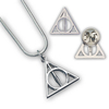 Harry Potter Deathly Hallows Necklace and Pin Badge Set