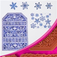 Heartfelt Creations Snow Kissed Flakes and Tag Cling Stamp Set