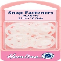 Hemline Sew On Snap Fasteners Clear (Pla