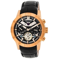 Heritor Gents Automatic Hannibal Open Heart Watch with Genuine Leather Strap
