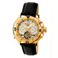 Heritor Gents Automatic IP Plated Lennon Open Heart Watch with Genuine Leather Strap