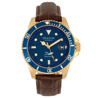 Heritor Gents Automatic IP Plated Lucius Watch with Genuine Leather Strap