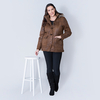 Hintertux Faux Leather Coat with Faux Fur Trim Hood
