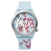 Hype Ladies Floral Dial Watch with Blue Silicone Strap