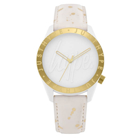 Hype Ladies Watch with White Pu Leather Strap