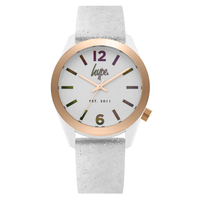 Hype Ladies White Watch with White Silicone Strap